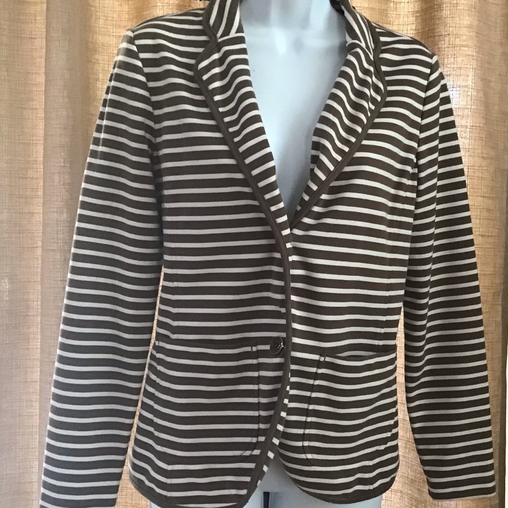 Investments Women’s Striped Brown and White Blazer Jacket size 6